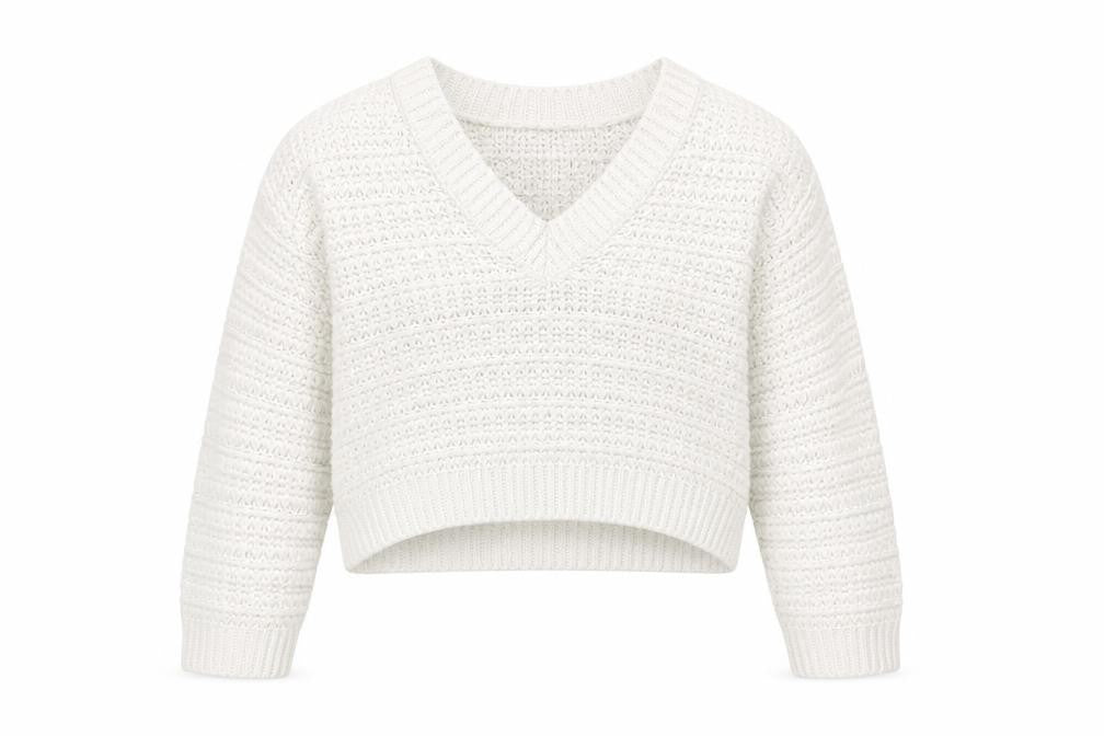 Topshop Women’s Ivory V-Neck Open Knit Jumper Size S