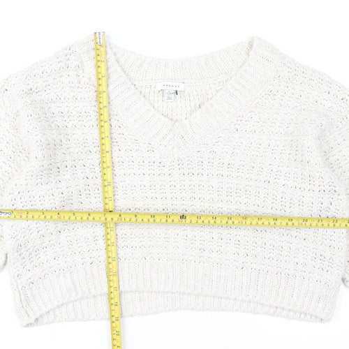 Topshop Women’s Ivory V-Neck Open Knit Jumper Size S