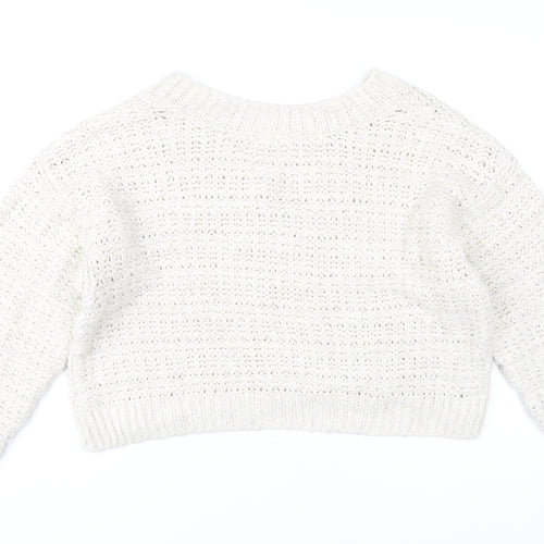 Topshop Women’s Ivory V-Neck Open Knit Jumper Size S