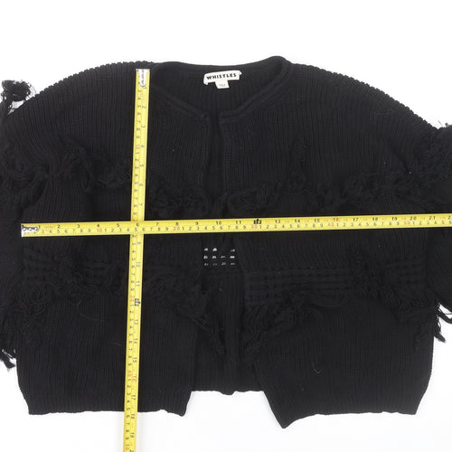 Whistles Women Black Medium Fringe Knit Cardigan Jumper
