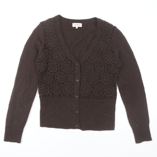 Jackpot Women's Brown V-Neck Cardigan Size 2 Long Sleeve Knit