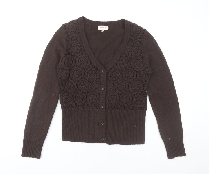 Jackpot Women's Brown V-Neck Cardigan Size 2 Long Sleeve Knit