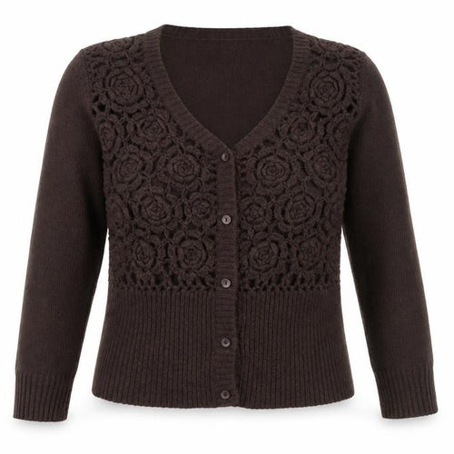 Jackpot Women's Brown V-Neck Cardigan Size 2 Long Sleeve Knit