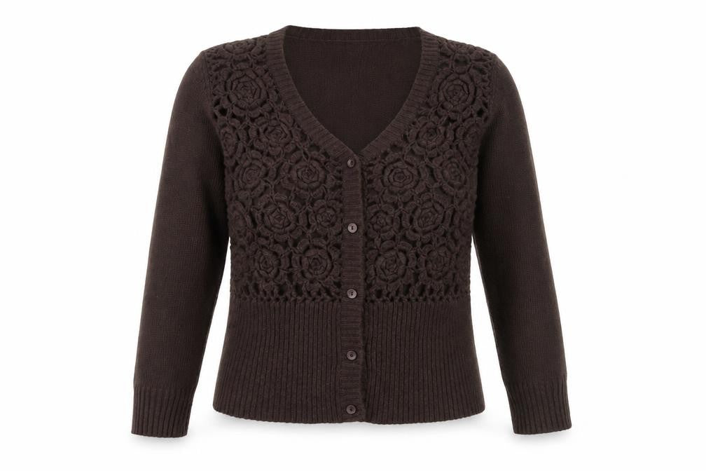 Jackpot Women's Brown V-Neck Cardigan Size 2 Long Sleeve Knit