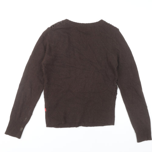Jackpot Women's Brown V-Neck Cardigan Size 2 Long Sleeve Knit