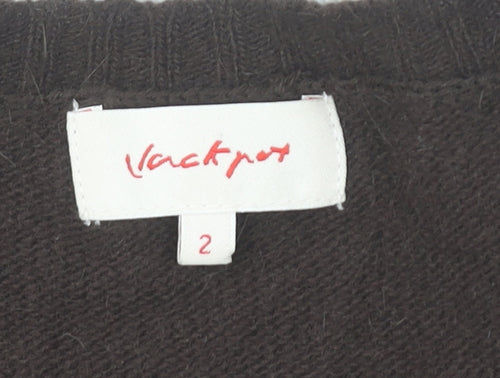 Jackpot Women's Brown V-Neck Cardigan Size 2 Long Sleeve Knit