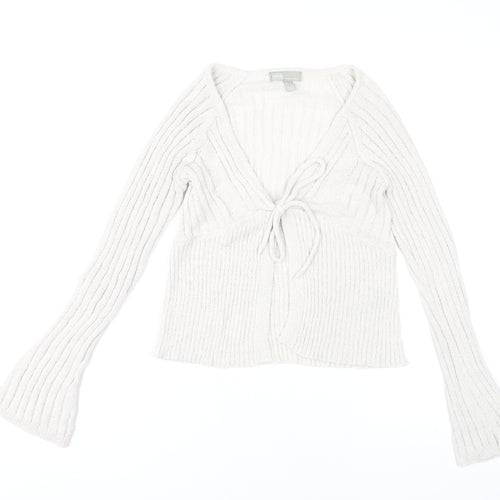 ASOS Women’s Ivory Rib Knit Tie Front Cardigan UK 14