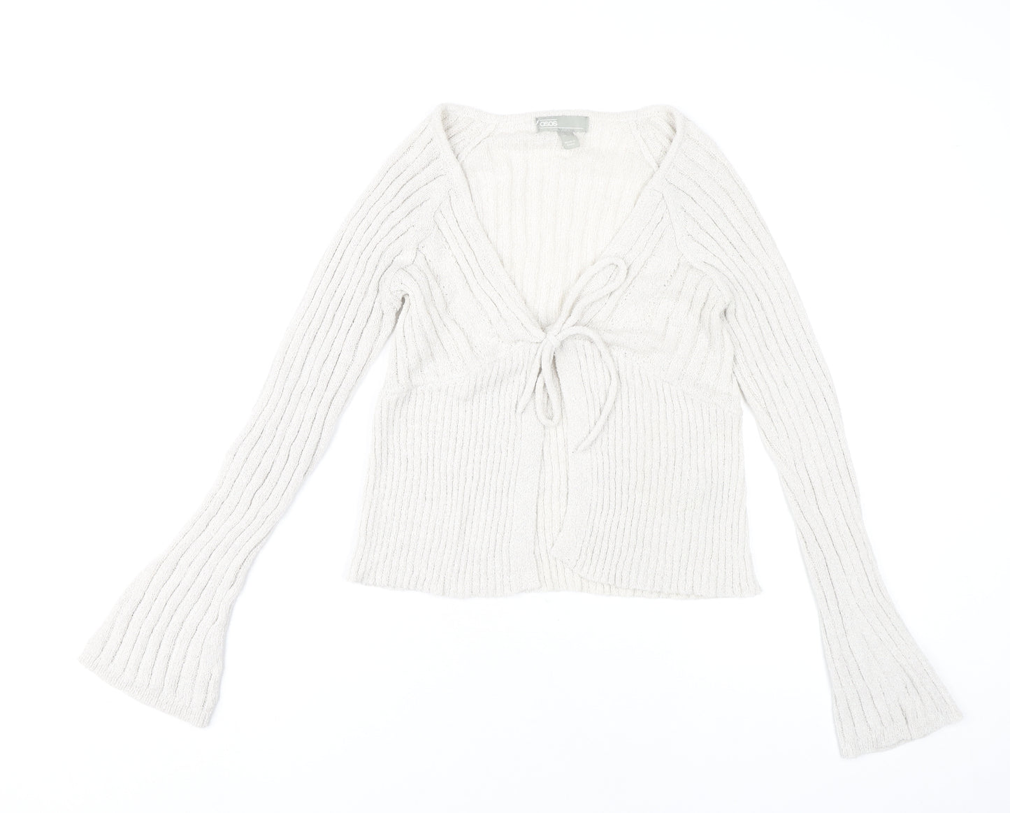 ASOS Women’s Ivory Rib Knit Tie Front Cardigan UK 14