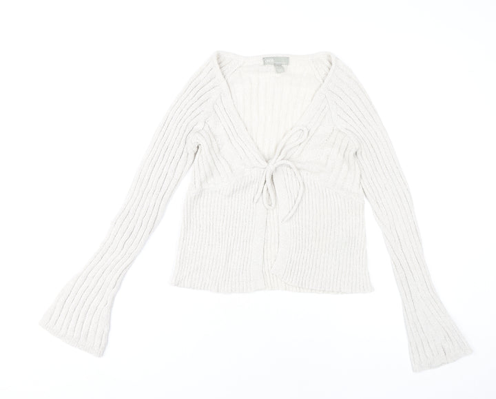 ASOS Women’s Ivory Rib Knit Tie Front Cardigan UK 14