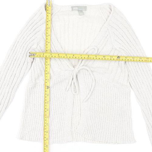 ASOS Women’s Ivory Rib Knit Tie Front Cardigan UK 14