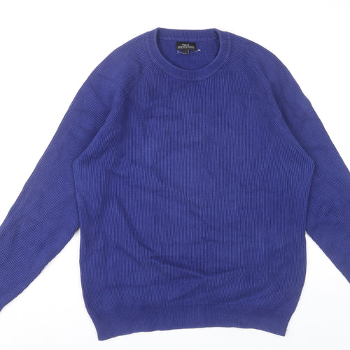 Next Men’s Blue Cotton Knit Crew Neck Jumper Size L