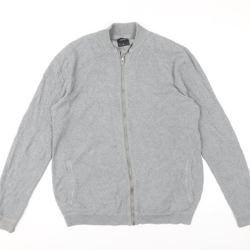 Burton Menswear London Men's Grey XS Full Zip Knit Jumper