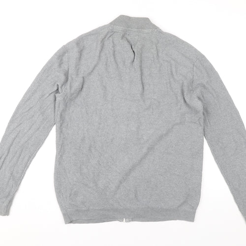 Burton Menswear London Men's Grey XS Full Zip Knit Jumper
