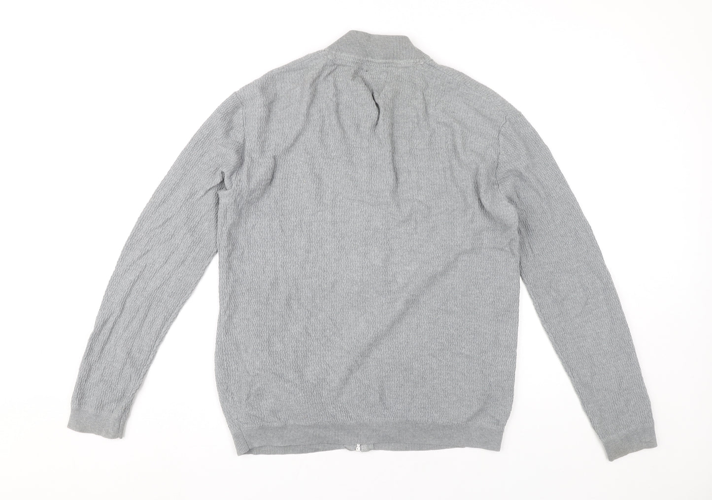 Burton Menswear London Men's Grey XS Full Zip Knit Jumper