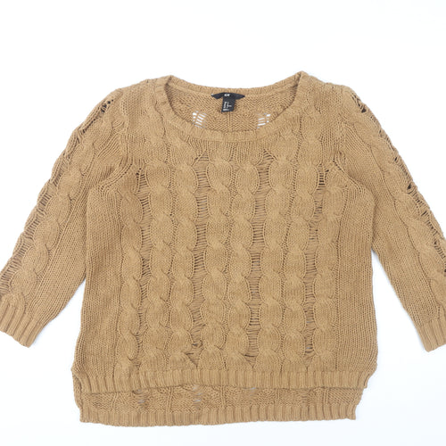H&M Women’s Beige Cable Knit Pullover Jumper Size 12