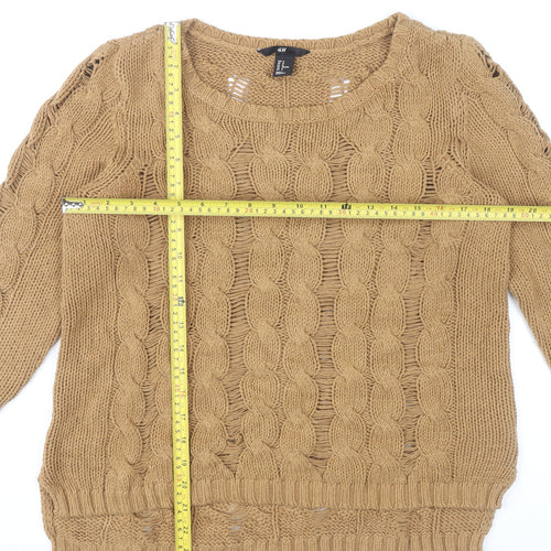 H&M Women’s Beige Cable Knit Pullover Jumper Size 12