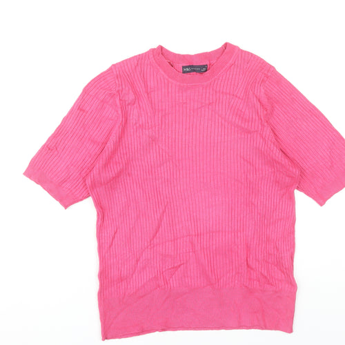 Marks and Spencer Women’s Pink Knit T-Shirt Size 14 Viscose Blend