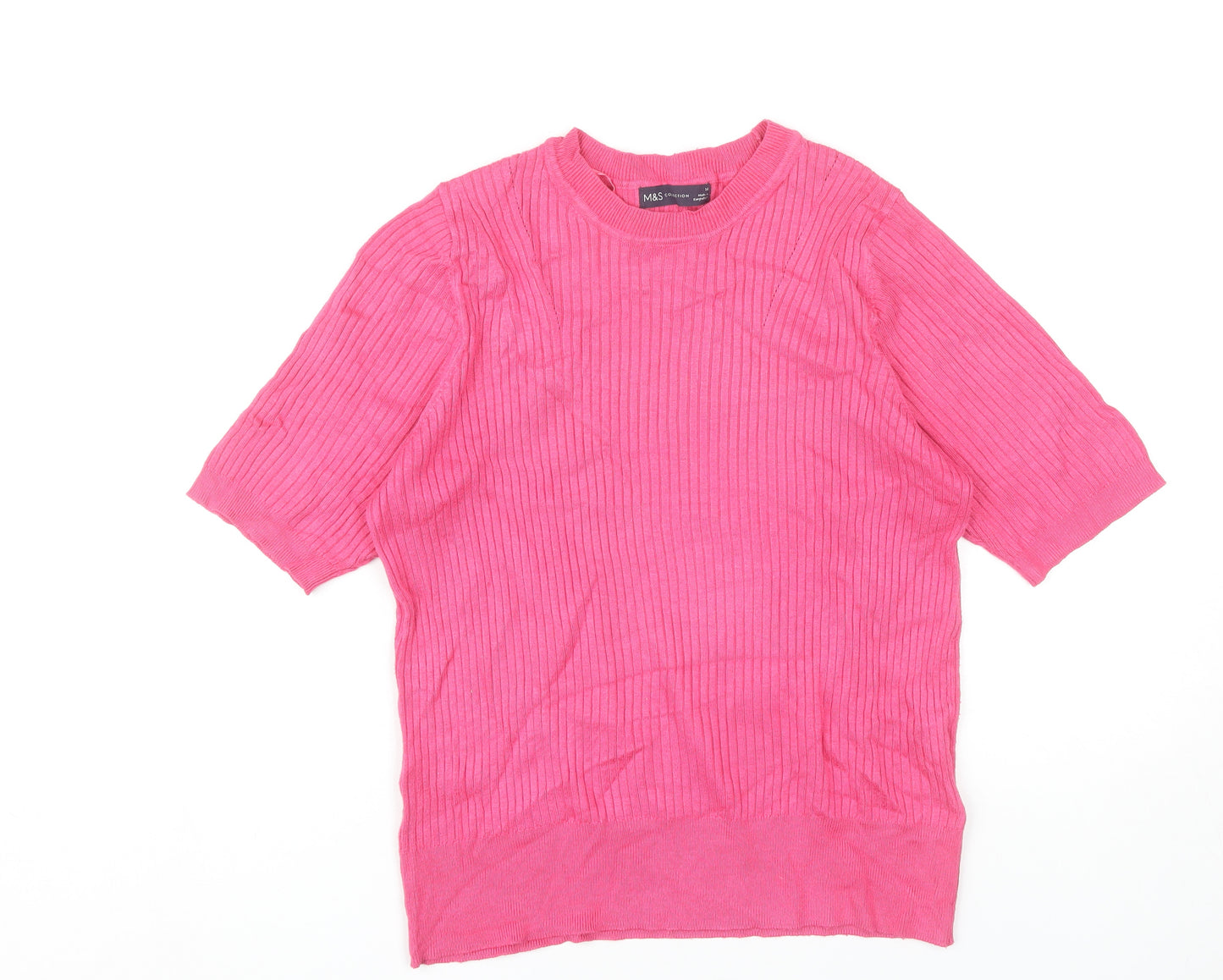 Marks and Spencer Women’s Pink Knit T-Shirt Size 14 Viscose Blend