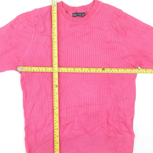 Marks and Spencer Women’s Pink Knit T-Shirt Size 14 Viscose Blend