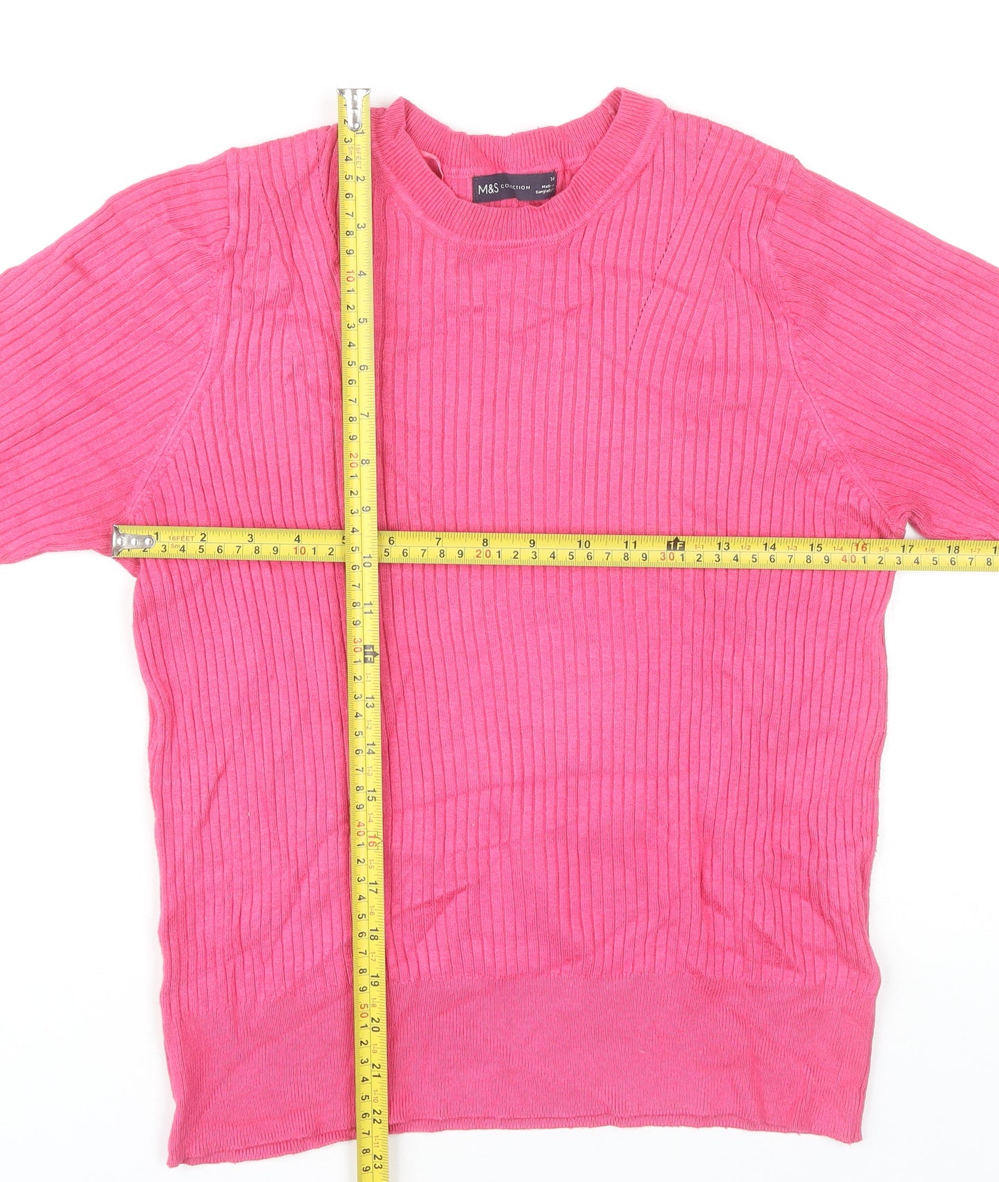 Marks and Spencer Women’s Pink Knit T-Shirt Size 14 Viscose Blend