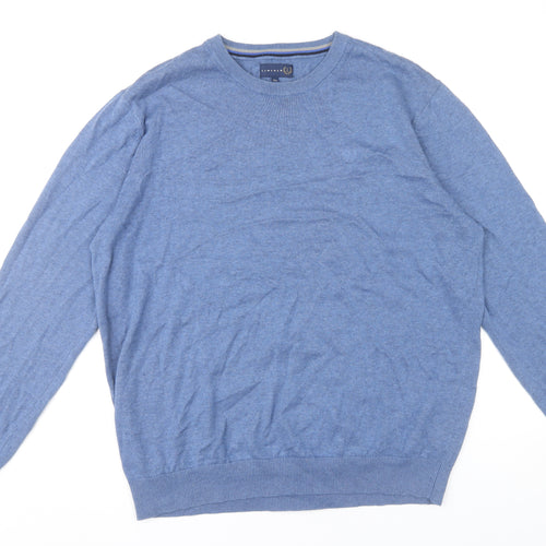 Lincoln Mens Blue XL Cotton Crew Neck Pullover Jumper