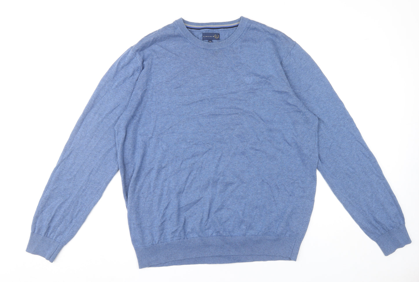 Lincoln Mens Blue XL Cotton Crew Neck Pullover Jumper