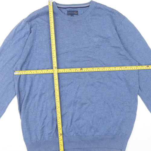 Lincoln Mens Blue XL Cotton Crew Neck Pullover Jumper