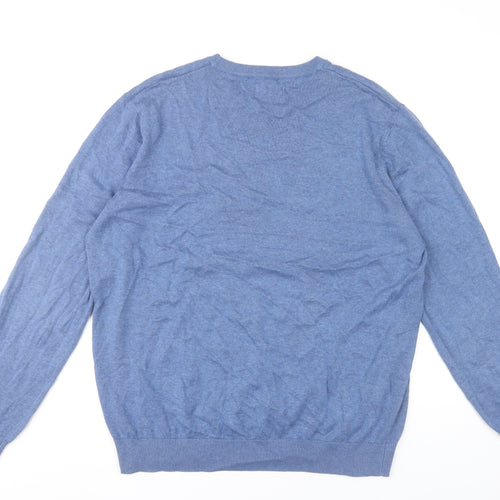 Lincoln Mens Blue XL Cotton Crew Neck Pullover Jumper