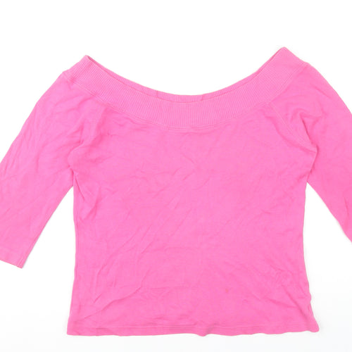 Nouveau Edition Women’s Pink Off Shoulder 3/4 Sleeve Cotton Blouse M