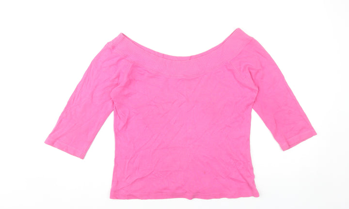 Nouveau Edition Women’s Pink Off Shoulder 3/4 Sleeve Cotton Blouse M