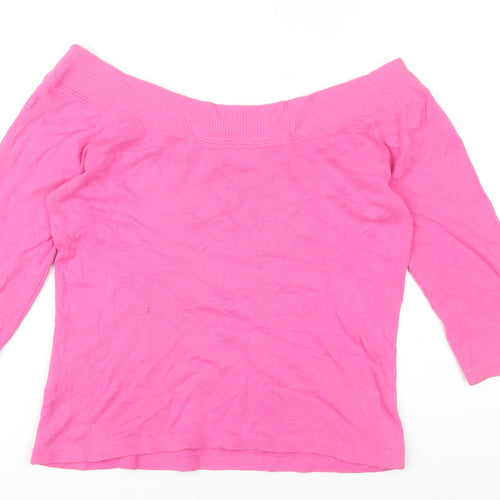 Nouveau Edition Women’s Pink Off Shoulder 3/4 Sleeve Cotton Blouse M