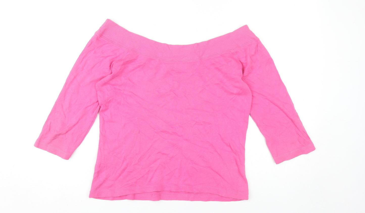 Nouveau Edition Women’s Pink Off Shoulder 3/4 Sleeve Cotton Blouse M