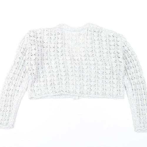 Zara Girls Grey Knit Button Cardigan Jumper 11-12 Years V-Neck Long Sleeve