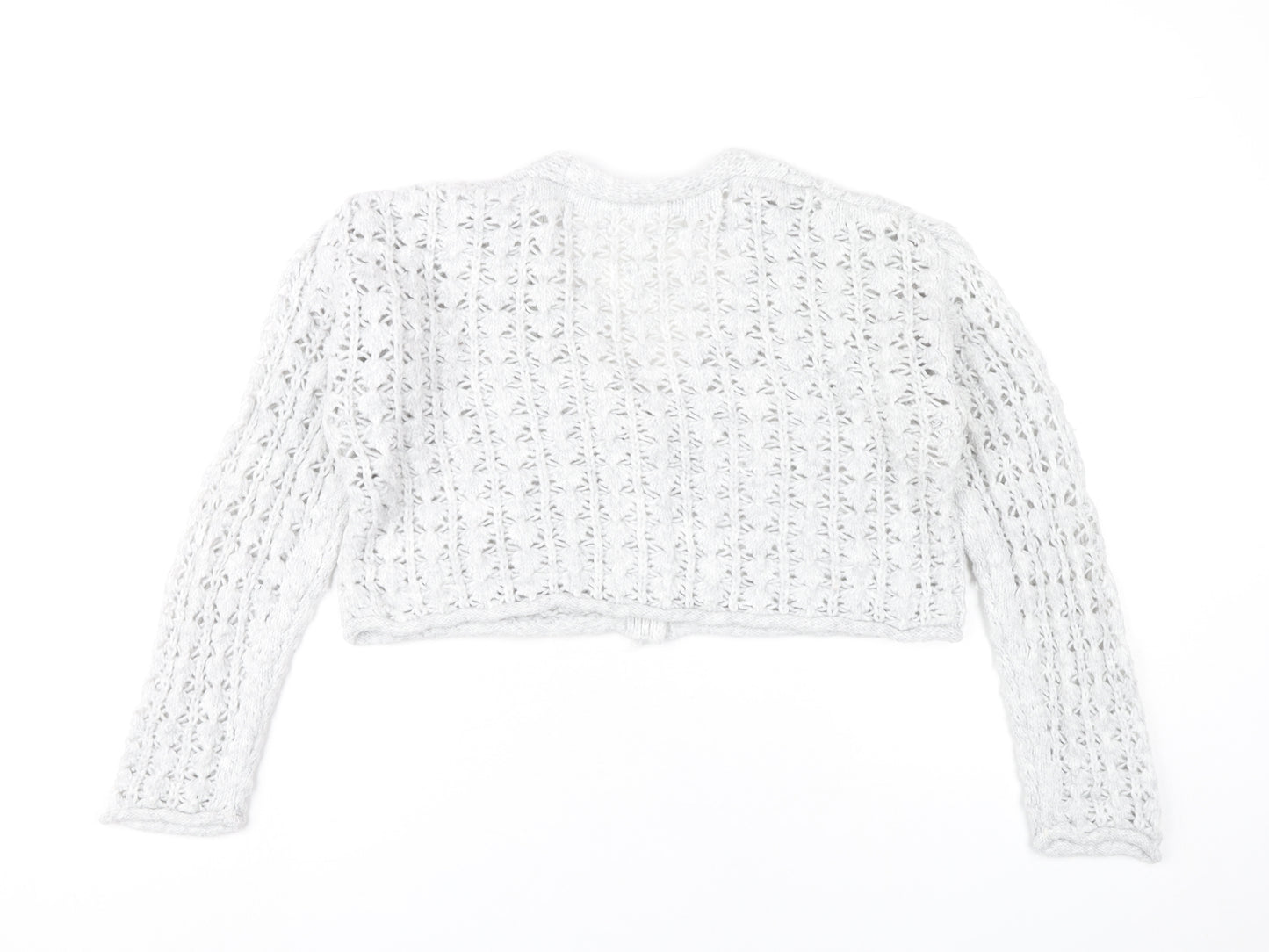 Zara Girls Grey Knit Button Cardigan Jumper 11-12 Years V-Neck Long Sleeve