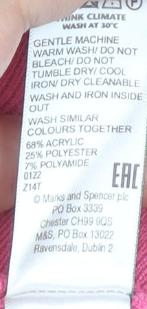 Marks and Spencer Women’s Pink Knit V-Neck Puff Sleeve Blouse Size 10