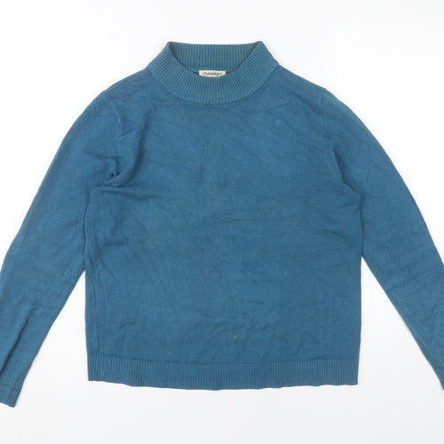 Damart Women’s Blue Mock Neck Acrylic Pullover Jumper Size 10