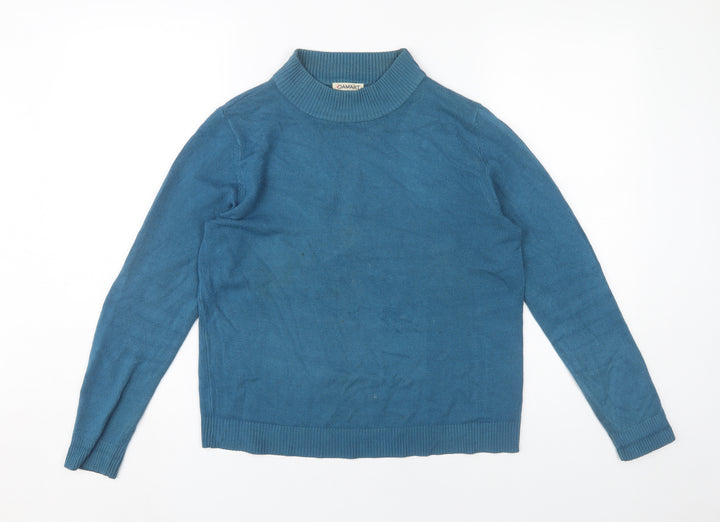 Damart Women’s Blue Mock Neck Acrylic Pullover Jumper Size 10