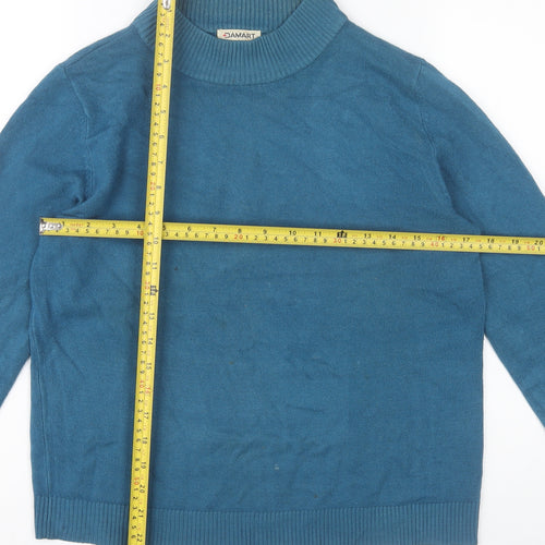 Damart Women’s Blue Mock Neck Acrylic Pullover Jumper Size 10