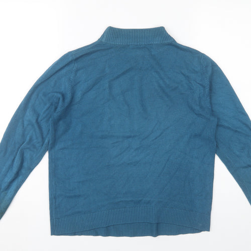 Damart Women’s Blue Mock Neck Acrylic Pullover Jumper Size 10