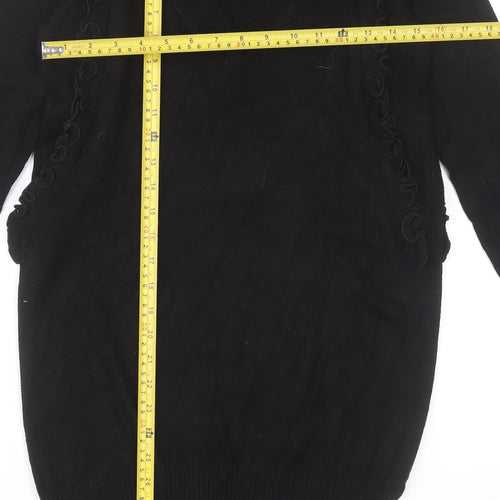 Marks and Spencer Women’s Black Jumper Dress Size 12 V-Neck Long Sleeve
