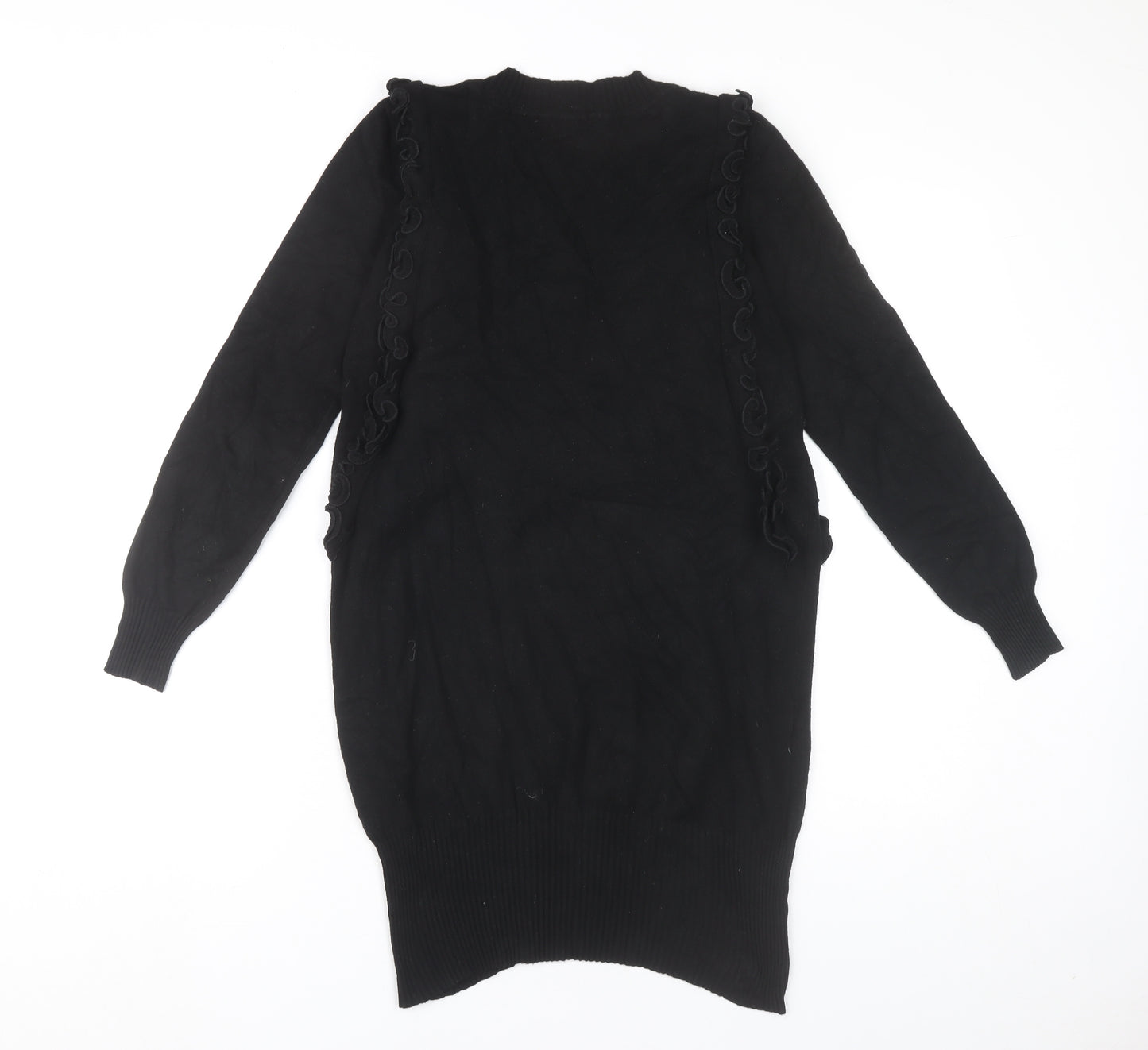 Marks and Spencer Women’s Black Jumper Dress Size 12 V-Neck Long Sleeve