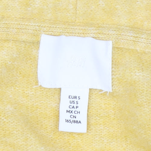 H&M Womens Yellow V-Neck Pullover Jumper Size S Regular Fit