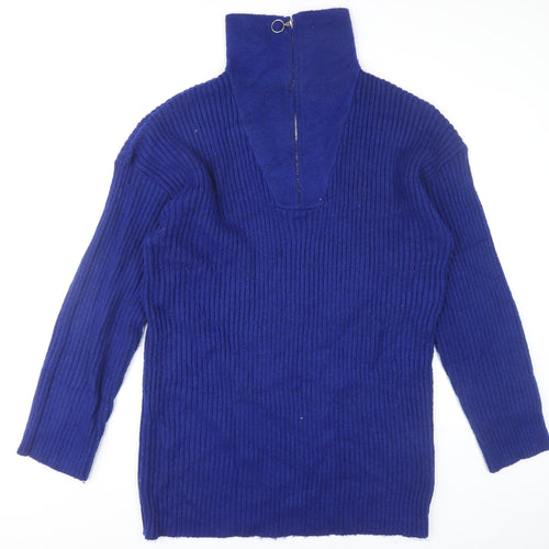 New Look Women Tall Blue Knit Sweater Dress UK 20 Long Sleeve High Neck