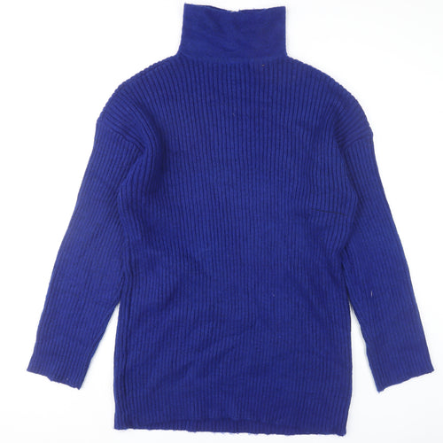 New Look Women Tall Blue Knit Sweater Dress UK 20 Long Sleeve High Neck