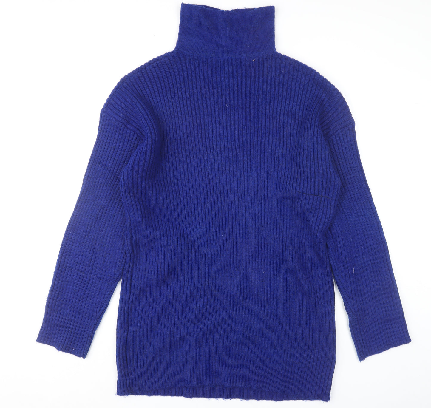 New Look Women Tall Blue Knit Sweater Dress UK 20 Long Sleeve High Neck