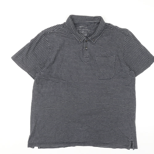 Red Herring Men’s Black Striped Cotton Polo Shirt Size L