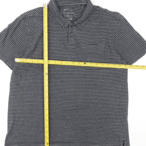 Red Herring Men’s Black Striped Cotton Polo Shirt Size L