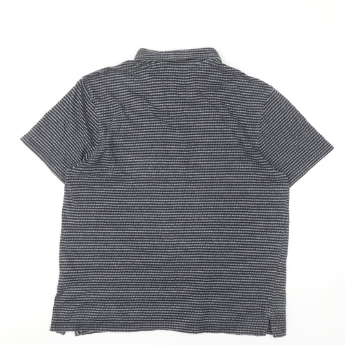 Red Herring Men’s Black Striped Cotton Polo Shirt Size L