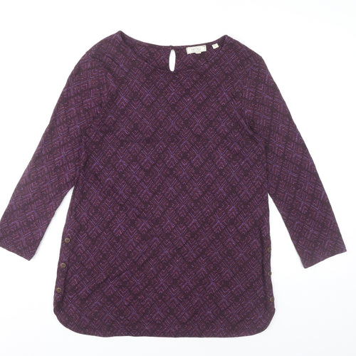 Fat Face Womens Purple Geometric Tunic Blouse UK 6 Cotton Modal