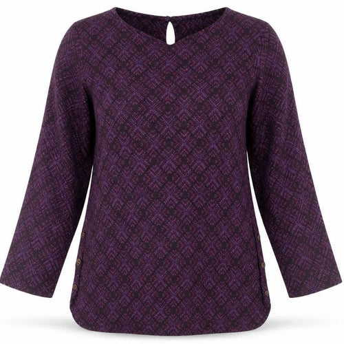 Fat Face Womens Purple Geometric Tunic Blouse UK 6 Cotton Modal